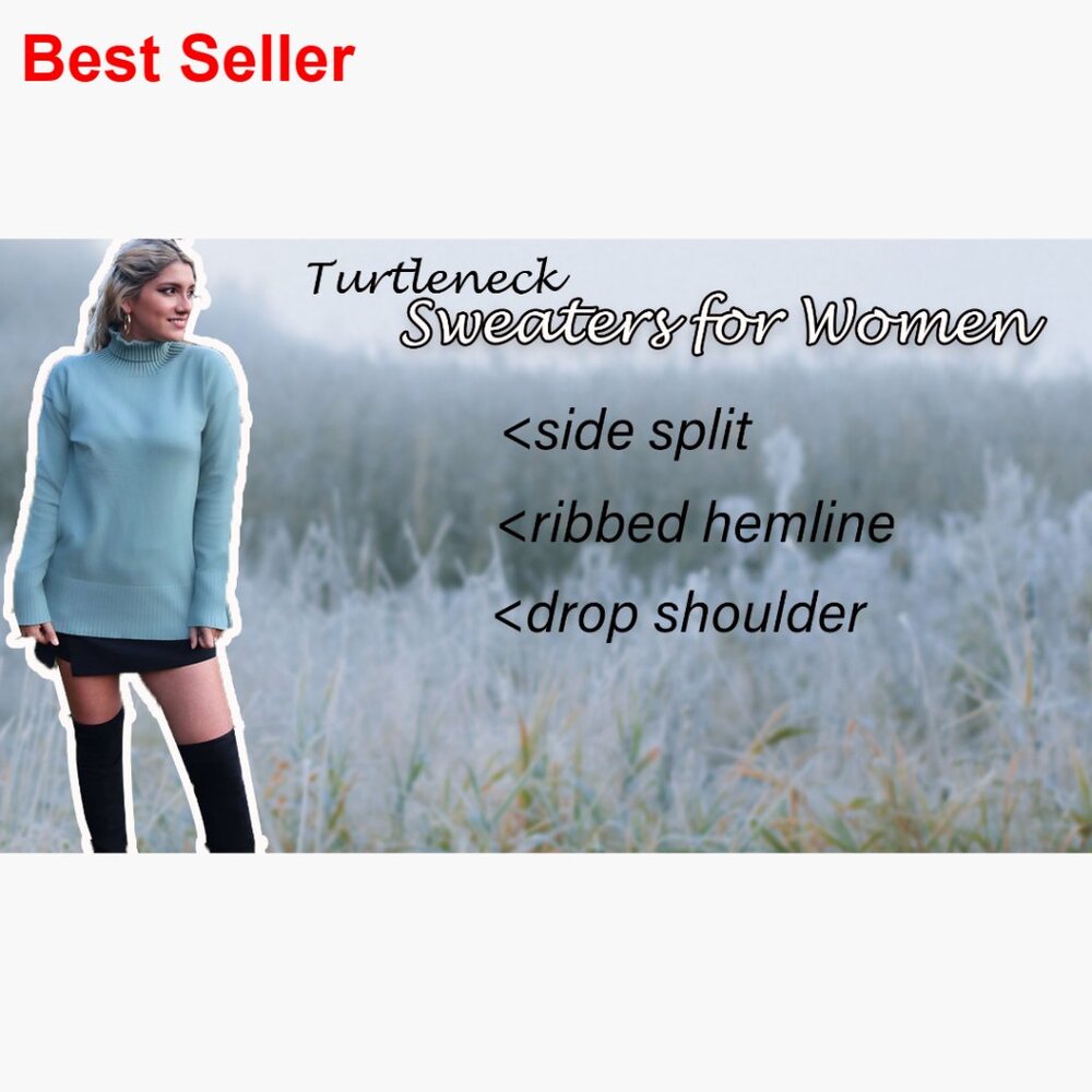 Turtleneck Side Split Oversized Pullover Sweater - image 5